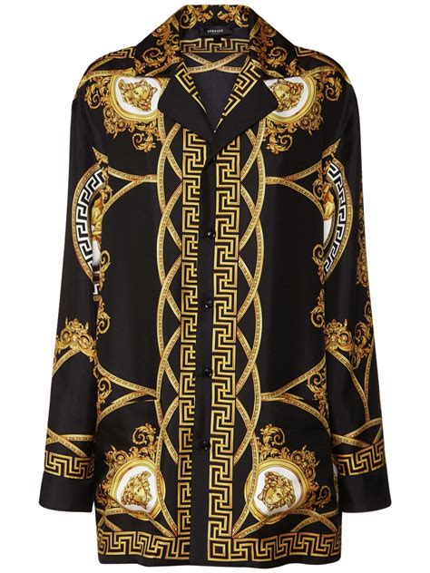 versace black and gold shirt|versace silk shirt.